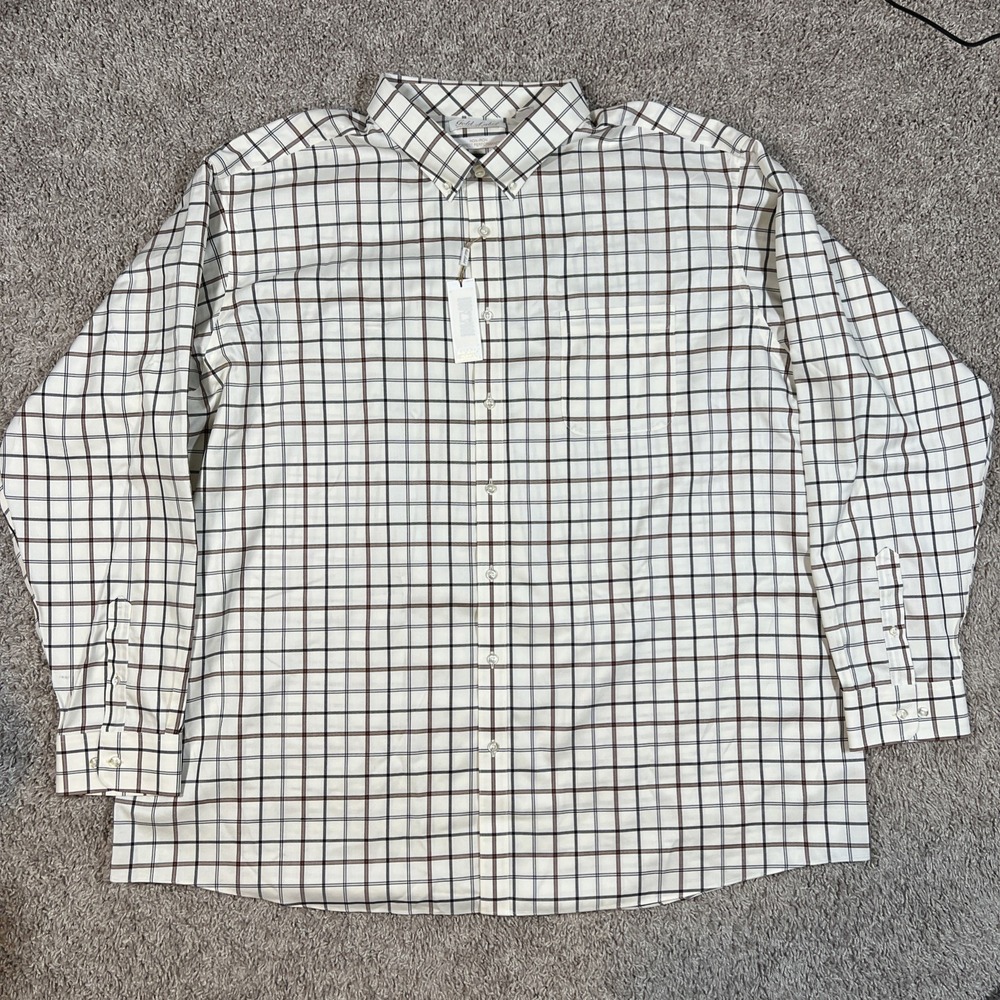Roundtree‎ Yorke Non Iron Perfect Performance Button Down Shirt 4XT Multi Plaid